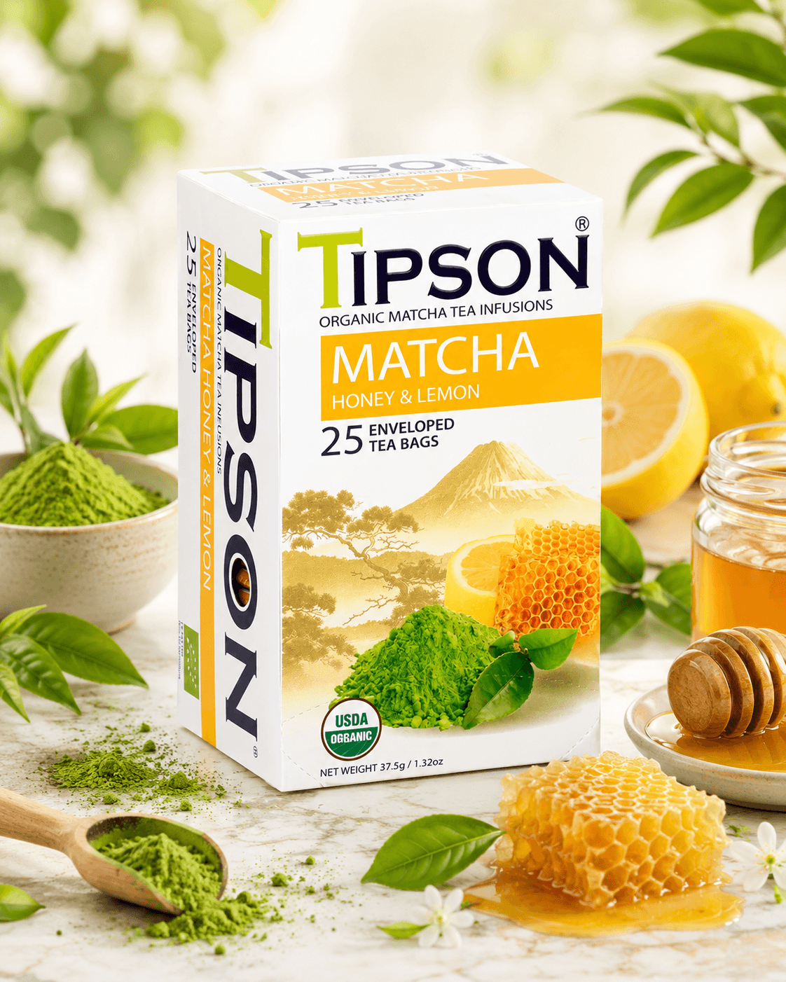 Tipson Tea matcha green tea lemon tin